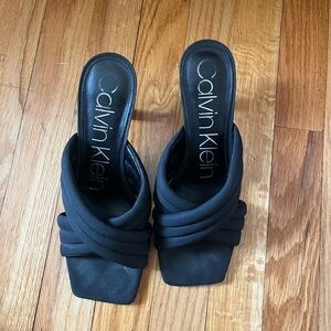 Calvin Klein Black Quilted Slide Mules